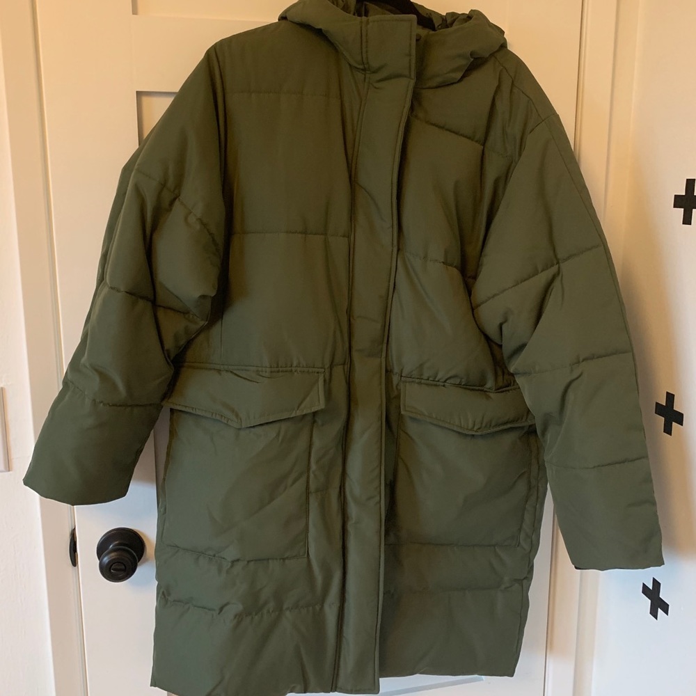 EUC Everlane ReNew Long Puffer XL Green